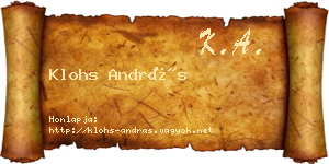 Klohs András névjegykártya